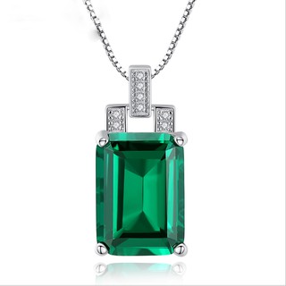 Dây Chuyền Bạc Nữ S925 Đá Màu Xanh Lục M-1456 Bảo Ngọc Jewelry