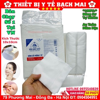 [01KG] Bông Cắt Miếng 10x10cm, 7x7cm Lau Vệ Sinh Cho Bé, Spa, Thẩm Mỹ - Chính Hãng BÔNG BẠCH TUYẾT
