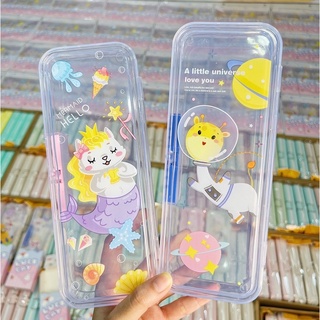 Hộp bút nhựa hình thú cute, hộp bút trong suốt có mật khẩu cho bé