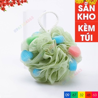 Bông tắm KÈM TÚI CAO CẤP lưới tròn tạo bọt
