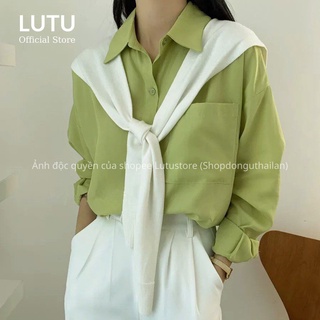 Áo sơ mi cổ polo dài tay dáng rộng thời trang Hàn Quốc