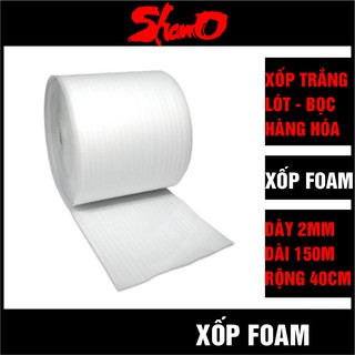 [Cuộn 150m x 40cm] Xốp trắng 2mm lót bọc hàng hóa – Màng xốp Foam dùng lót nền trong thi công sàn gỗ - Xốp chống sốc