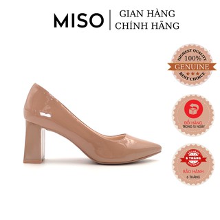 Giày cao gót công sở nữ basic mũi nhọn thanh lịch phối da bóng sang trọng gót trụ 7cm đi làm dạo phố MISO M018