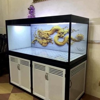 Tranh 3D dán hồ cá, bể thuỷ sinh, mẫu rồng siêu đẹp, tranh có keo sẵn trên bề mặt, có thể làm theo kích thước yêu cầu