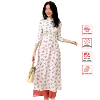 Áo Dài FOR HER Trắng Hoa Hồng Đỏ AD01581