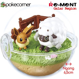 Quả Cầu Pokemon Terrarium Galar Region Eevee &amp; Wooloo chính hãng Re-Ment - trong suốt, mở nắp được - PokeCorner