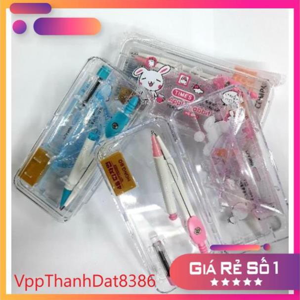 (Sale) (hộp nhựa) Bộ eke - thước kẻ - compa 9001