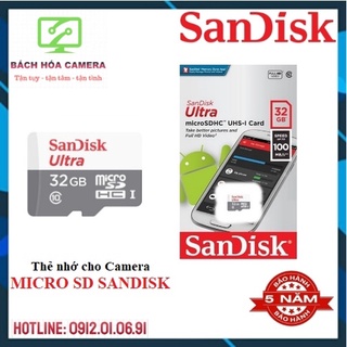Thẻ nhớ 32G/64G/128G Micro SD Sandisk, hàng chính hãng tem SPC Vĩnh Xuân, bảo hành 5 năm