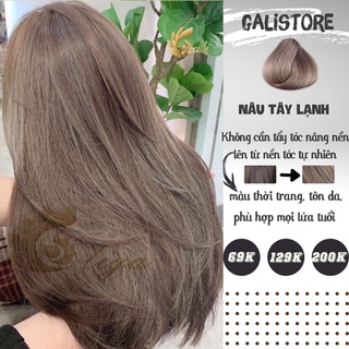 Thuốc nhuộm tóc nâu tây lạnh kèm oxy trợ nhuộm, màu nhuộm tóc nâu lạnh ánh khói không cần tẩy Galistore