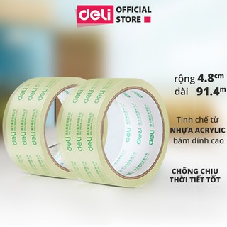 Combo 6 cuộn Băng keo dính trong đóng thùng hàng Deli - Loại 48mm x 91.4m siêu dính - 30205