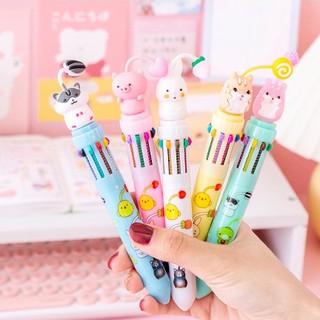 [Mã LIFE0803ALL giảm 10% đơn 0K] Bút bi 10 ngòi 10 màu hình con vật dễ thương