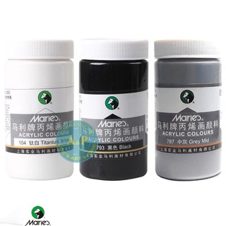 [Lộc'sArtStore] Màu Acrylic Marie's hủ 300ml (Trắng, Đen, Xám)