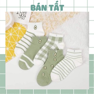 Tất vớ nữ cổ ngắn - combo tất vớ hoạ tiết trái bơ phong cách Hàn Quốc dễ thương