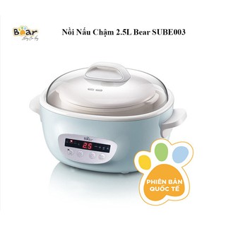 Nồi Nấu Chậm 2.5L Bear - Bản quốc tế, Bộ nồi gồm 5 thố (1 thố lớn 2.5L &amp; 4 thố nhỏ 0,4L) Đi kèm lồng hấp