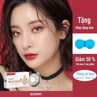 Lens cận 1 tháng màu xanh lá SUNNY ANN365 dành cho mắt nhạy cảm đeo êm