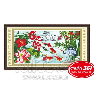 Tranh thêu chữ thập cha mẹ hoa sen Ailuo 3D AL53369_ Chưa thêu