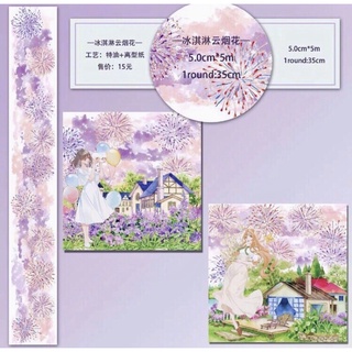 (Chiết theo chu kỳ) Băng dính washi tape p háo hoa rực rỡ #6