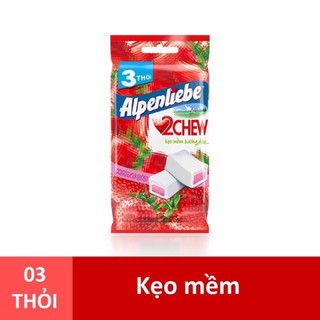 Kẹo Mềm Alpenliebe 2Chew Hương Dâu Gói 3 Thỏi