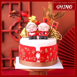 Đồ chơi ông/bà lão đeo kính trang trí bánh