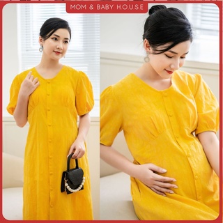 Đầm bầu suông ren cài cúc ngực