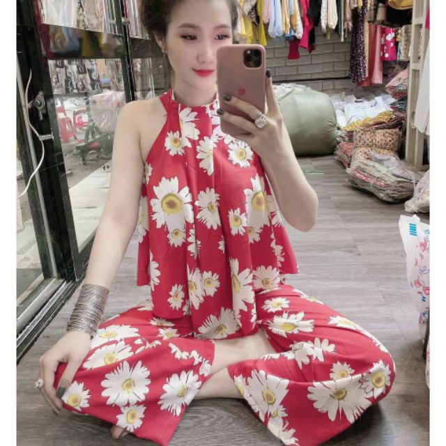 💕SET BỘ LỤA HOA CỔ YẾM CỰC XINH 💕