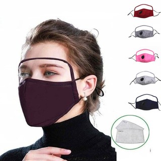 Khẩu trang vải có van lọc khí kèm miếng chắn nhựa ngăn giọt bắn cao cấp RC-005