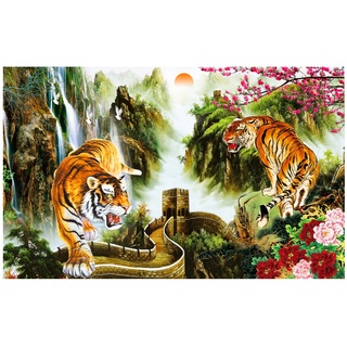 Tranh Đính Đá MÃNH HỔ HÙNG PHONG (ĐÁ ABC CAO CẤP). Kích Thước: 75cm x 50cm