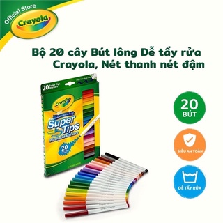 Bộ bút Marker 20 màu tẩy rửa được Crayola Super Tips.