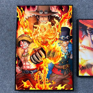 Áp Phích Treo Tường 3 Anh Em Luffy Sabo Ace Với Chất Liệu Vải Canvas