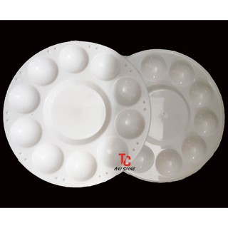 Vỉ pha màu tròn, Palette pha màu nhựa 17cm