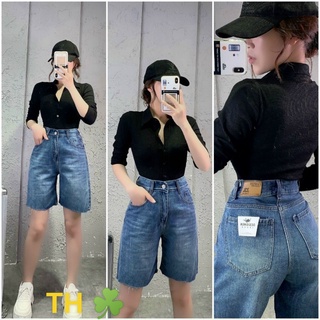 [TH Jeans] Quần bò ngố trơn, quần jeans lửng cạp ngang rốn, túi chéo. Mã N3120