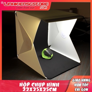 Hộp chụp sản phẩm phông nền 22x25cm có đèn led dùng chụp ảnh quảng cáo sản phẩm tiện dụng