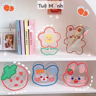 Hộp cắm bút hoạt hình nhựa cứng, ống đựng mỹ phẩm bút decor bàn học K39