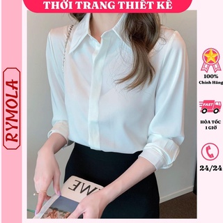 Áo Sơ Mi Nữ Trắng Tay Dài Cao Cấp Mola Sơmi Công Sở Hàn Quốc Đi Học Đi Làm Màu Trắng Đen Kem Hàng Thiết Kế Không Nhăn