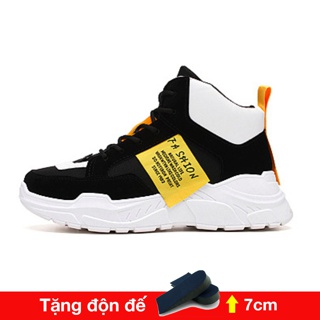 Giày thể thao nam cao cổ tăng chiều cao Ulzzangboy, Tăng 7cm chiều cao với 2 màu đế trắng và đế đen cá tính