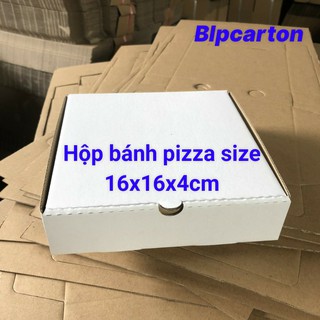 Hộp carton đựng bánh pizza size 16x16x4cmn nhiều màu