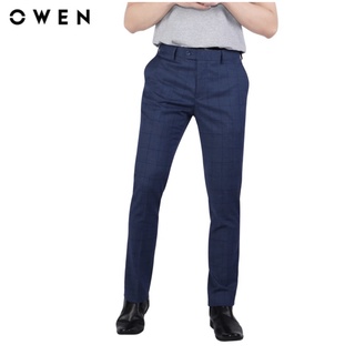 OWEN - Quần âu nam dáng SLIMFIT kẻ ca rô màu xanh 22414