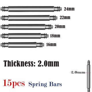 Set 15 Thanh Lò Xo Đồng Hồ Đeo Tay Đường Kính 2.0mm Dày 2mm Bằng Thép Không Gỉ