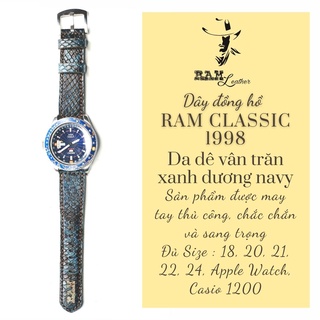 Dây đồng hồ RAM Leather vintage 1998 da dê cao cấp xanh dương navy