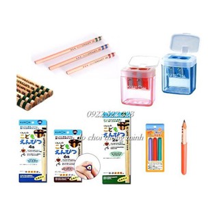 Combo 1 hộp bút chì Kumon + 1 gọt chì + 1 nối chì Kumon - made in Japan