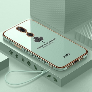 Ốp Lưng OPPO F11 Ốp Điện Thoại tpu Siêu Mỏng Chống Rơi Hình Lá Phong Mạ Điện Kèm Dây Đeo