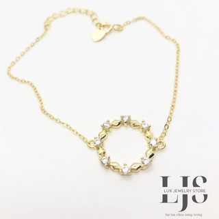 Vòng tay bạc mạ vàng 14k Lux Jewelry, lắc tay mặt tròn đính đá – LUXJ914