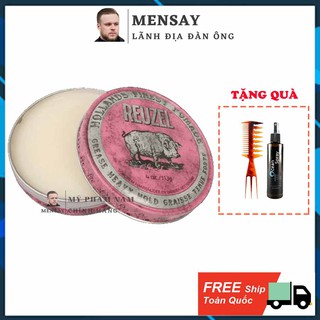 Sáp vuốt tóc Reuzel Pink Pomade, Reuzel Grease Heavy Hold, Pomade heo hồng, chính hãng Hà Lan