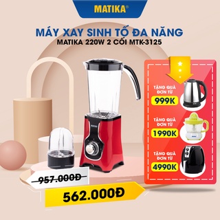 [Mã ELHA22 giảm 6% đơn 300K] Máy Xay Sinh Tố Đa Năng MATIKA 220W 2 Cối MTK-3125