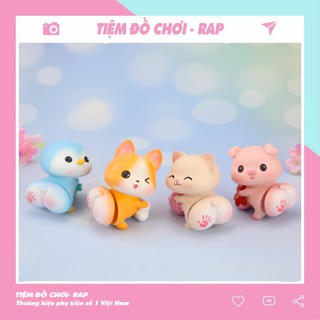 Set 4 mô hình mèo lắc mông in hình bàn tay nhiều màu dễ thương trang trí góc học tập, làm việc, taplo ô tô - Ráp