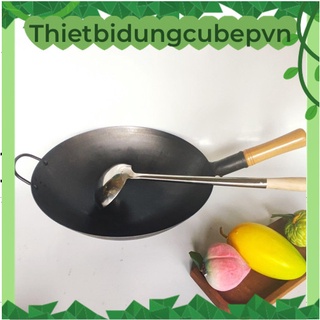 [Mã LIFEHL50K giảm 10% đơn 200K] Chảo thép tay cầm gỗ cao cấp ( chuyên dùng nhà hàng )