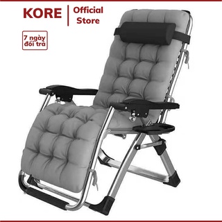 Ghế xếp thư giãn Kore G860 kèm nệm cao cấp ngồi đọc sách, xem tivi +Tặng khay nước và phụ kiện