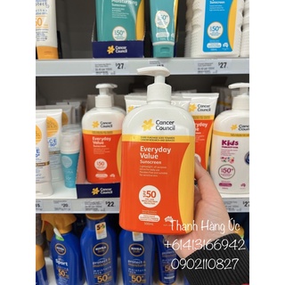 Kem Chống Nắng Cancer Council Dùng Hằng Ngày Everyday Value Sunscreen SPF50 UVA.UVB 500ml
