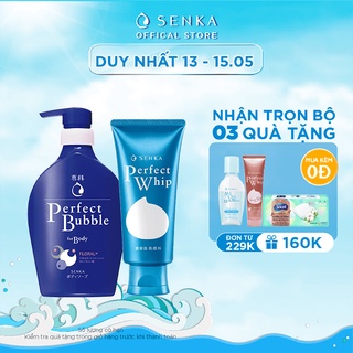 Bộ đôi Sữa tắm hương hoa tươi mát 500ml &amp; Sữa rửa mặt Senka Perfect Whip 120g