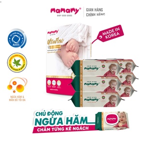 Set mông mịn 01 Mamamy - 1 bịch tã dán và 6 gói Khăn ướt 100 tờ/gói